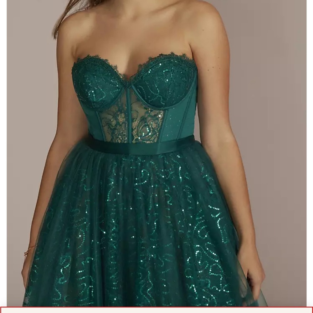 Strapless Sparkle Illusion Corset Ball Gown